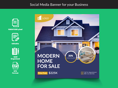 Social Media Banner For Real Estate Business. eps vector