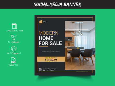 Real Estate Social Media Post Template, Editable Post Template,