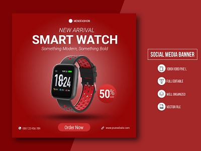Social Media Banner For Smart Watch.