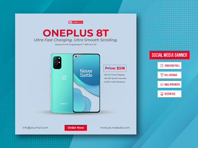 Social Media Banner For OnePlus 8T. banner ads banner designs corporate banners facebook banner facebook cover facebook post instagram banners instagram post social media social media banner social media banner design size social media post social media templates web banner ads
