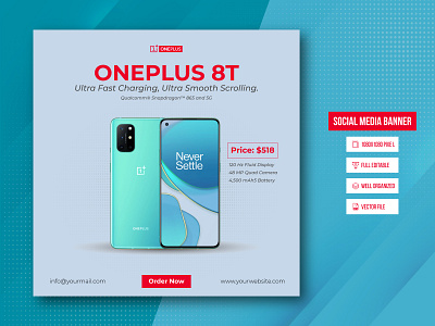 Social Media Banner For OnePlus 8T.