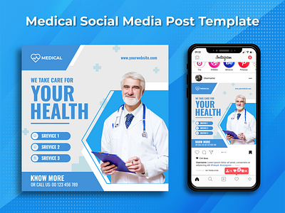 Medical Social Media Post Template banner banner ad banner ads banner design design facebook ads facebook banner google ad banner instagram banner instagram post marketing marketing design medical social media social media banner social media design social media pack social media post social media templates ui