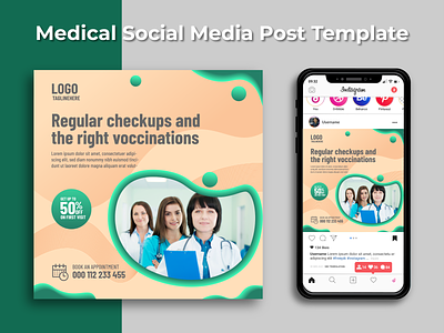 Medical health care social media Post Template | Instagram post.