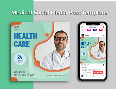 Medical health care social media Post Template | Instagram post. ads banner branding care clinic design doctor facebook banner google ads health instagram post logo medical pharmacy promotion social social media square flyer template ui