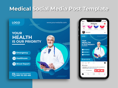 Medical health care social media Post Template | Instagram post