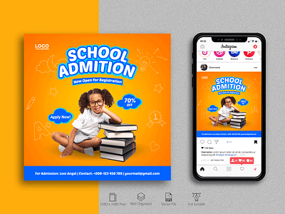 Social Media Post Design | Back to School. ad banner admission ads banner branding cover design digital marketing education facebook google ad graphic design instagram post kids logo media school social social media ui