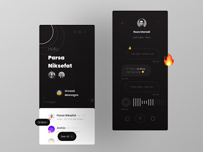 Messenger app ui design app chat dark message messenger minimal ui