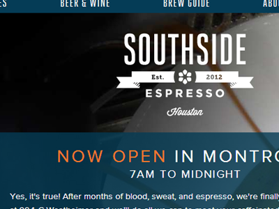 Southside Espresso website coffee houston website