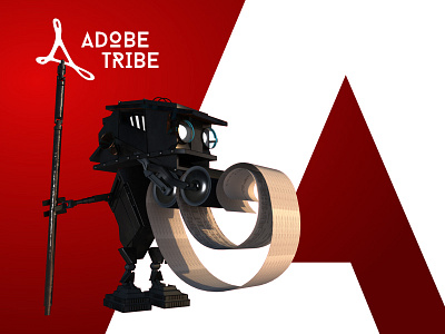 Adobe Tribe 3d acrobat reader adobe character design cinema 4d high poly mech modelling old red robot tribe