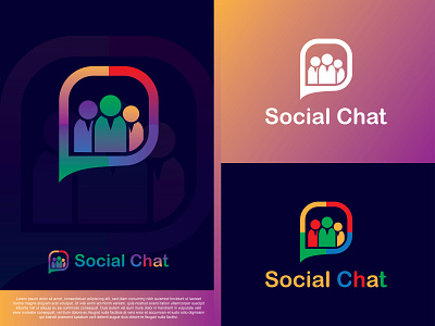 Social Chat Logo app design brand identity chat logo colorful logo dribbble flat gdboostwork graphic design icon logo modern logo vector