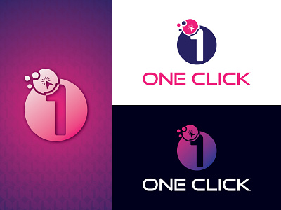 ONE CLICK LOGO apps brand identity branding colorful logo design flat gdboostwork graphic design icon logo logo minimal modern logo new new logo one one click software vector