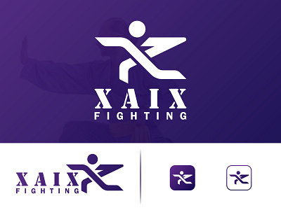 XAIX FIGHTING LOGO 3d brand identity branding colorful logo flat graphic design kung fu logo kung fu master kung fu master logo logo minimal modern logo new logo vector x x latter x logo