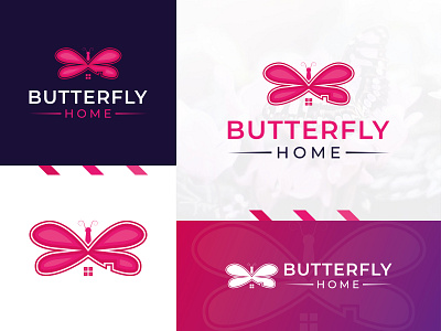 Butterfly Home Logo Design brand identity brand logo branding butterfly colorful logo creative design fashion flat graphic design home illustrator logo logo maker luxury minimal modern logo real estate unique logo vector