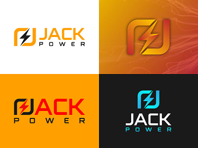 JACK POWER MODERN LOGO DESIGN battery icon brand identity colorful logo creative electric flat graphic design j letter logo j logo jack power logo minimal modern logo power logo strong vector voltage