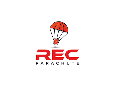 REC Parachute Modern Logo Design air apps brand identity colorful logo design flat fly graphic design icon logo minimal modern logo music parachute rec logo recording recording icon sky travel vector