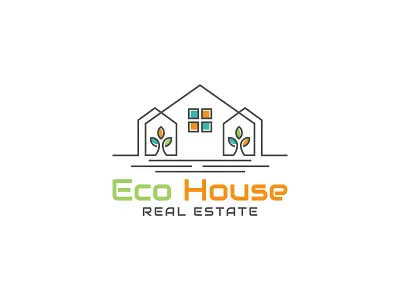 Eco House Logo Design | Simple | Easy | Minimal | Modern apartment brand identity building colorful logo eco energy flat graphic design green house house logo leaf minimal modern logo property real estate residential tree vector