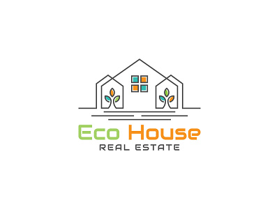 Eco House Logo Design | Simple | Easy | Minimal | Modern apartment brand identity building colorful logo eco energy flat graphic design green house house logo leaf minimal modern logo property real estate residential tree vector