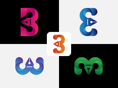 Pen Tool And BEWM3 Letter Logo| Minima | Monogram | Modern