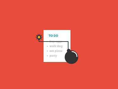 Exploding To Do List bomb exploding flat illustration to do list