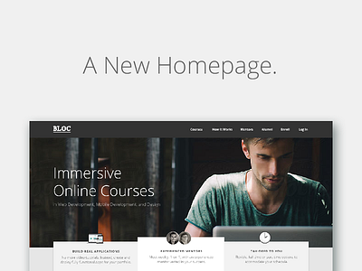 New Home Page for Bloc! bloc bootcamp code home page learn to code
