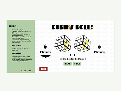 Rubiks Roll! css design html ui webdesign website