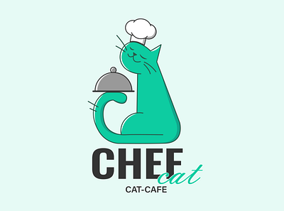 Logo for cat cafe "CHEF cat" branding design flat graphic design illustration logo minimal vector