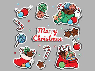 Christmas stickers design flat graphic design illustration minimal sticker vector
