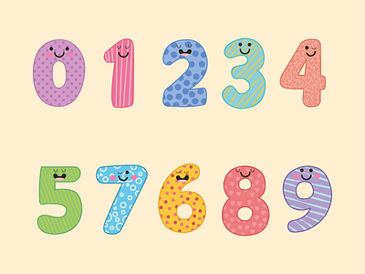 Number Collection cute design flat graphic design illustration minimal numbers vector