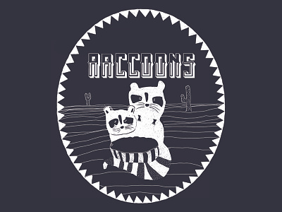 Two Racoons And One Mexican black branding coffee desert illustration picking raccoon white