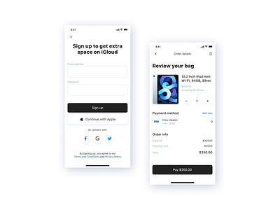 Sign up and Order details cart concept designpractice figma mobile order details sign up ui white