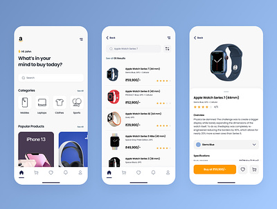 Redesign of Amazon mobile application amazon branding colorful contemporary design friendly graphic design minimalistic mobile products redesign retail simple ui user ux vector