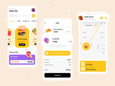 Food App Concept 3d delivery design eat food food app food delivery icon mobile mobile design ui ux web