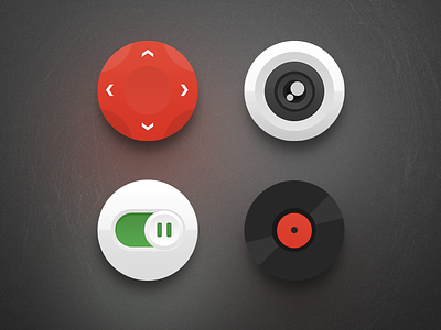 4 Icons ayo camera cd fluent game glass icon music skeuomorph switch