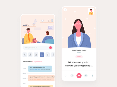 Online Interview App app dashboard icon illustration interview schedule transalation ui