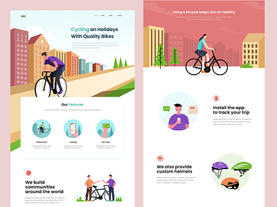 Landing Page Bycicle bycicle clean feature icon ill illustration landing page website