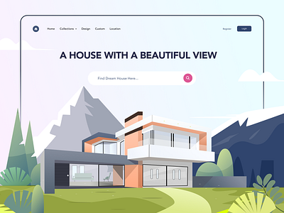 Dream House home house illustration landing page mountain ui website