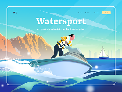 Watersport Website beach header illustration jetsky landing page sea sport watersport website