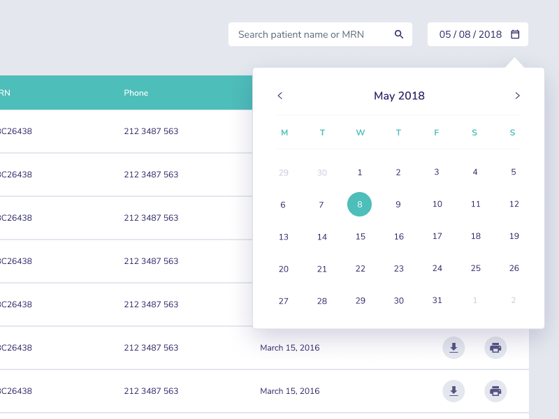 EMR Calendar by Yaniv Tsoref on Dribbble