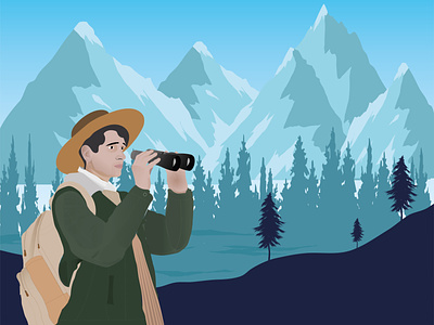 Discover the World art artist artwork binocular binoculars illustration art illustrator nature nature view snow mountain tour travel traveling