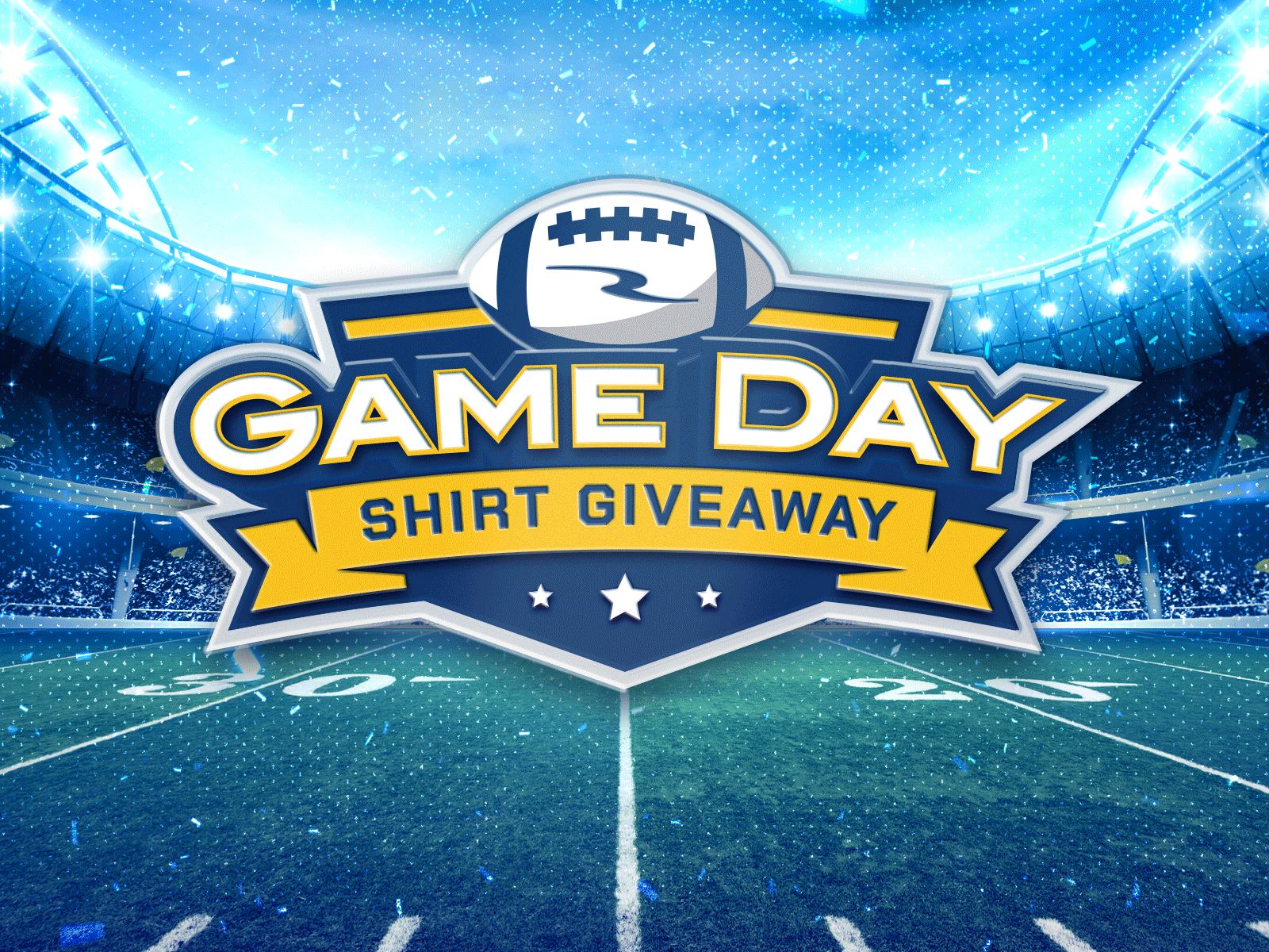 Rivers Game Day Shirt Giveaway Promo casino flyer football game day gaming giveaway new york poster print promo promotion resort rivers schenectady sport badge sports sports logo super bowl