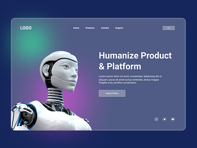 Robot Page design using glassmorphism