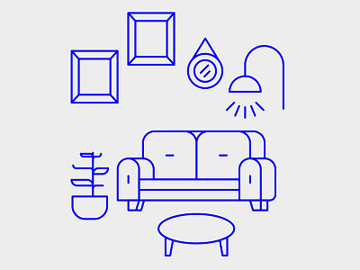 Smart Home Icons. Living Room couch home icon ios line icon living room plant smart sofa