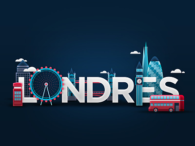Londres big ben bus icon lettering london london eye londres monument phonebooth tipography type