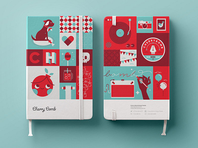 CherryBomb Notebooks cherry cherry bomb dog mockup notebook pop retro vector vinyl