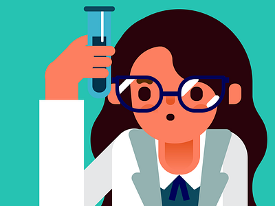 Scientist character doctor flat design girl lab scientist vector