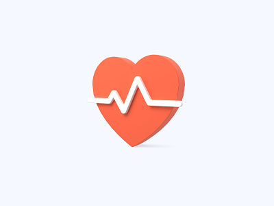 Heart rate 3D icon 3d 3d art 3d artist 3d design 3d designer 3d icon 3d icons design freebie freebies health heart heart rate icon icons illustration pulse ui