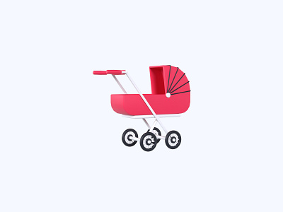 Baby carriage 3D icon