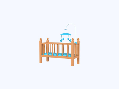 Baby crib 3D icon