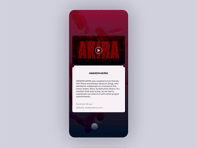 Awaken Akira App (Concept) akira anime awaken cyberpunk mobile movie play stream trailer ui ux