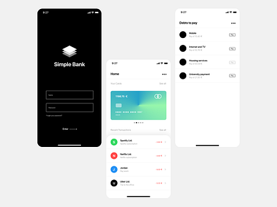 Daily UI / Simple Bank 🖤 app design designer figmadesign icon interface product ui visualdesign